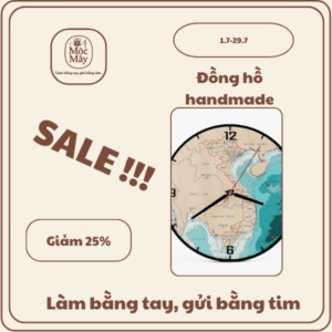 Đồng hồ gỗ bản đồ Việt Nam - DH04