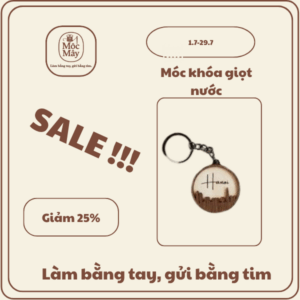 Móc khóa giọt nước khắc chữ - F2
