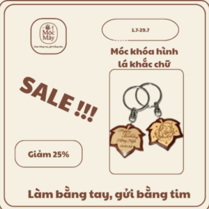 Móc khóa hình lá khắc chữ - F1