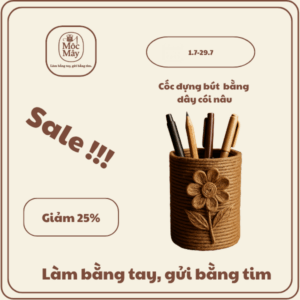 Cốc đựng bút bằng dây cói nâu