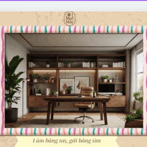 Bàn làm việc handmade có kệ lưu trữ
