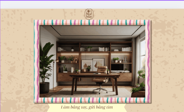 Bàn làm việc handmade có kệ lưu trữ